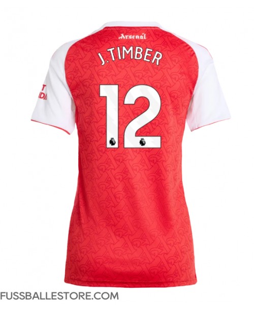 Günstige Arsenal Jurrien Timber #12 Heimtrikot Damen 2025-26 Kurzarm Günstige Arsenal Jurrien Timber #12 Heimtrikot Damen 2025-26 Kurzarm